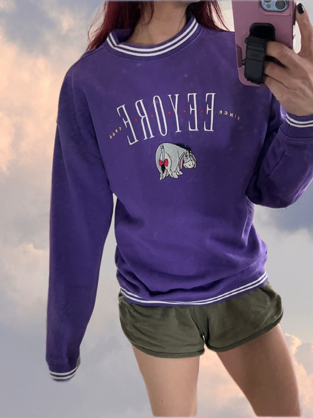 Disney Winnie the Pooh Purple Striped Collar Sweatshirt